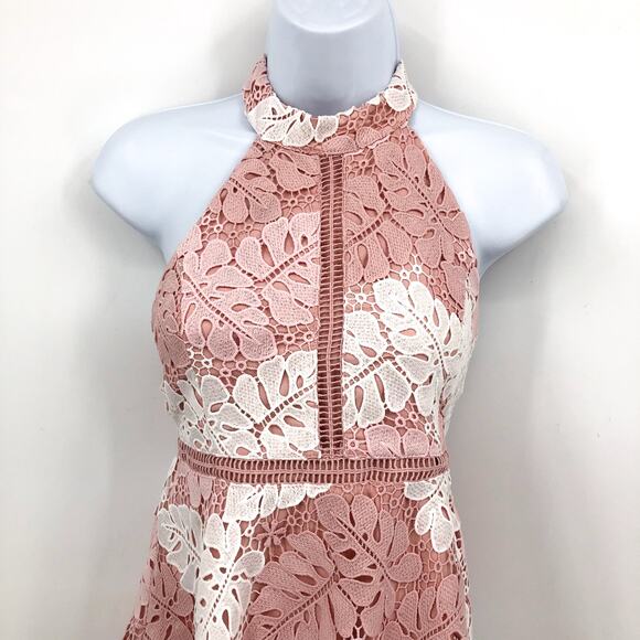 BARDOT JUNIOR Gemma Lace Halter Dress Girls Size 12 Pink White Two Tone NWT - Picture 6 of 15